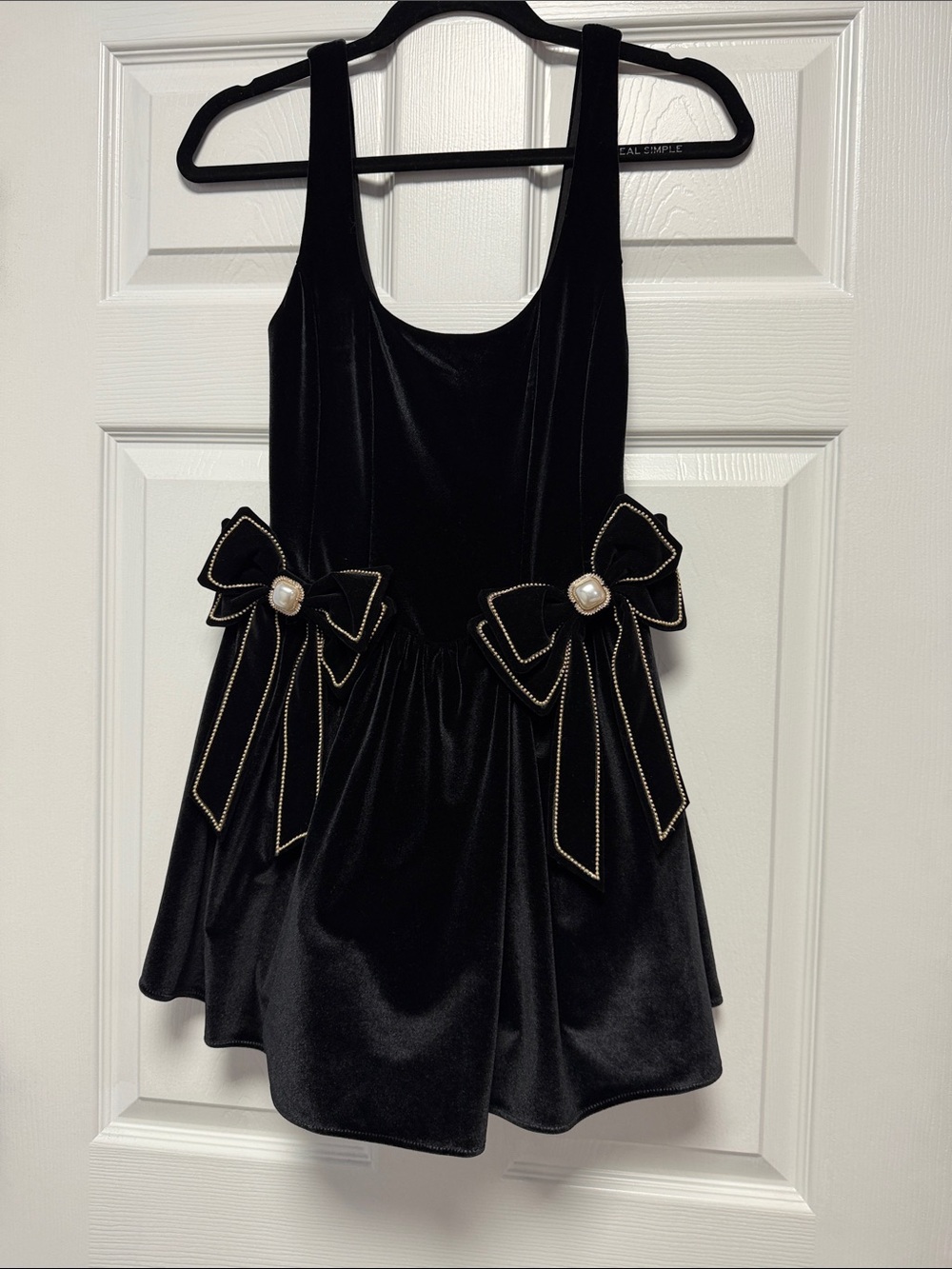 Show Me Your Mumu Black Velvet Mini Dress with Decorative Bows